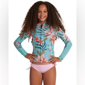 BILLABONG Teen Girls Wetsuit Jacket size Youth 14 Tropical Print